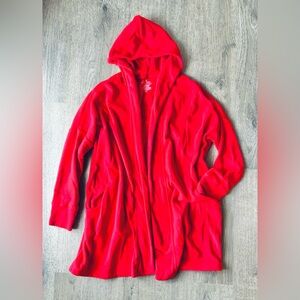 Cuddl Duds Hooded Red Fleece Pull-On Sweater S/M